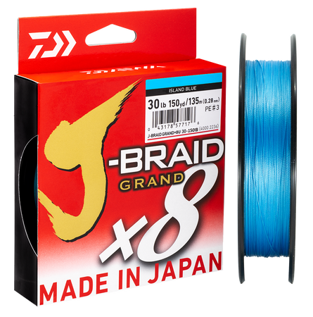 Daiwa J-Braid X8 Strand Braided Fishing Line Spool - 65 lb.- 150 yds. -  0.41mm