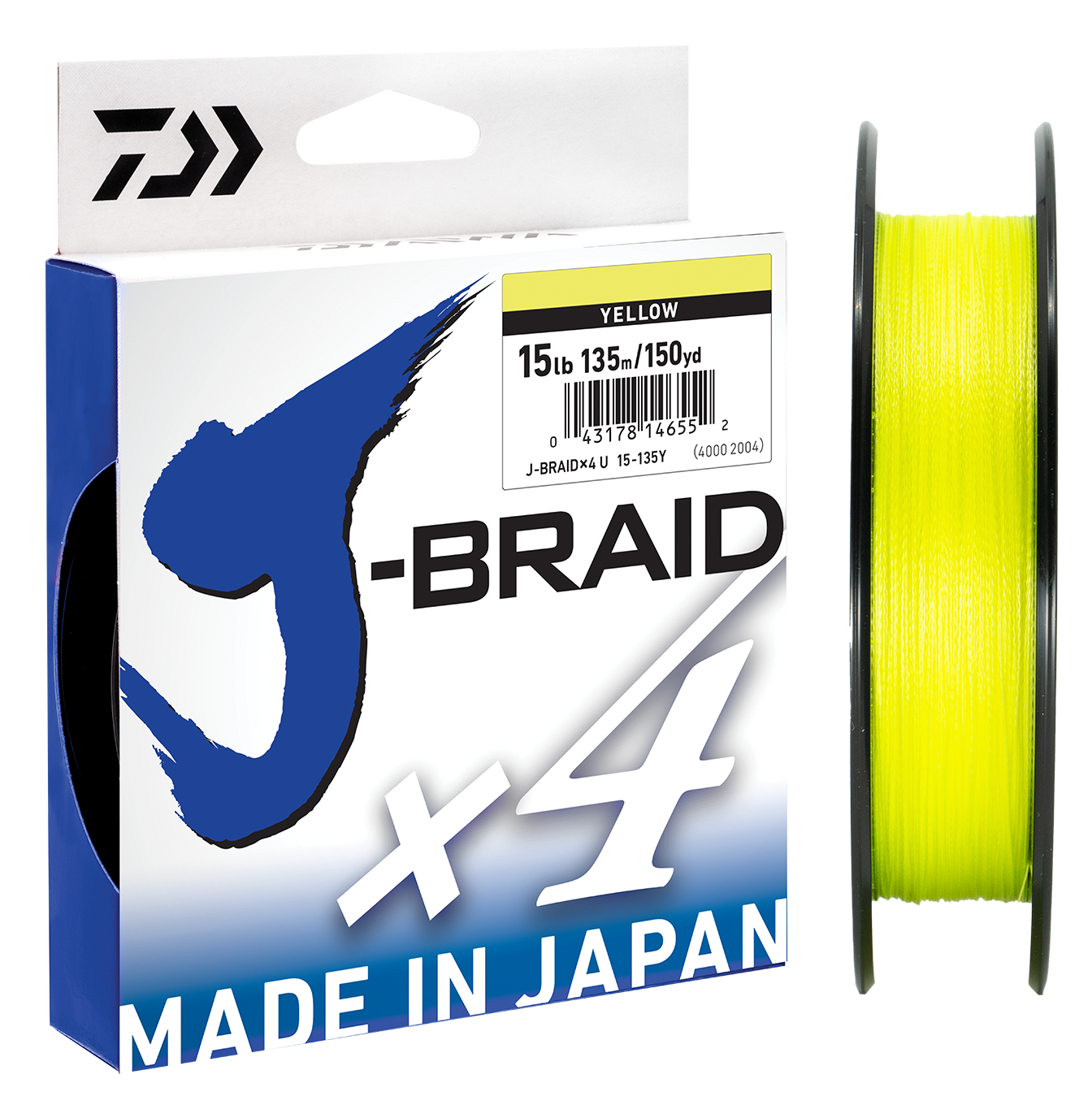 Daiwa J-Braid X4U Flourescent Yellow 150yd PE Line By Daiwa